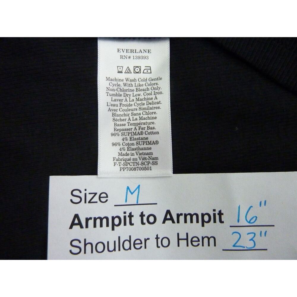 NWT Everlane Pima Micro Rib Scoop Neck Tee Black M Shirt Top Shirt - Picture 7 of 7